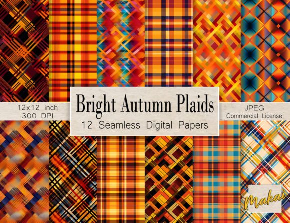 Bright Autumn Plaid Seamless Patterns: A Creative Resource for Seasonal Design