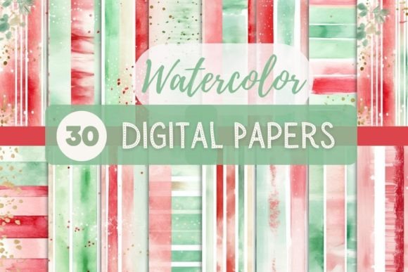 Christmas Watercolor Abstract Patterns
