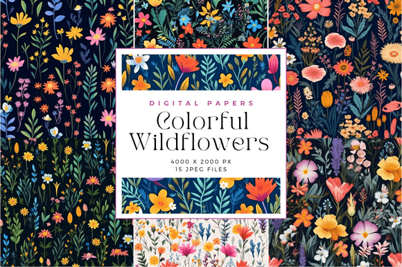 Colorful Wildflowers Seamless Patterns: A Creative Resource for Every Project