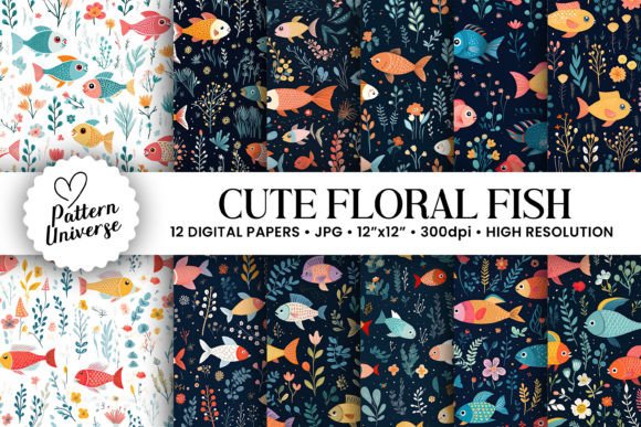 Cute Floral Fishes Seamless Patterns: A Creative Resource for Craft Enthusiasts