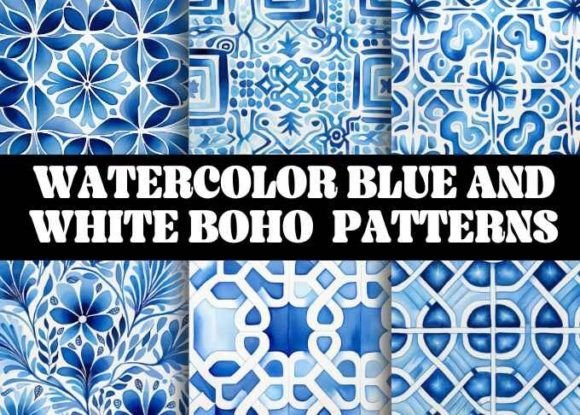 Discover the Beauty of Watercolor Blue and White Boho Patterns