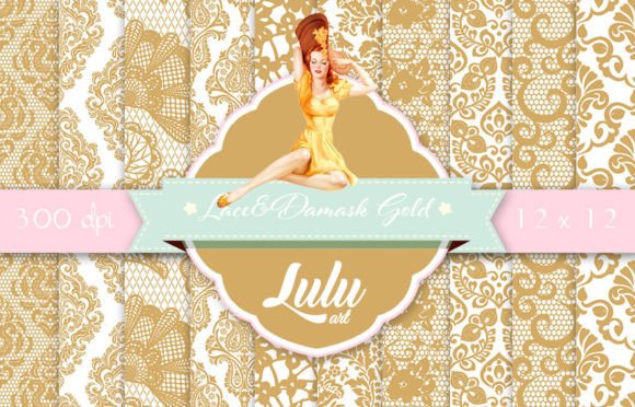 Lace and Damask Gold Patterns: A Versatile Design for Creativity and Craft