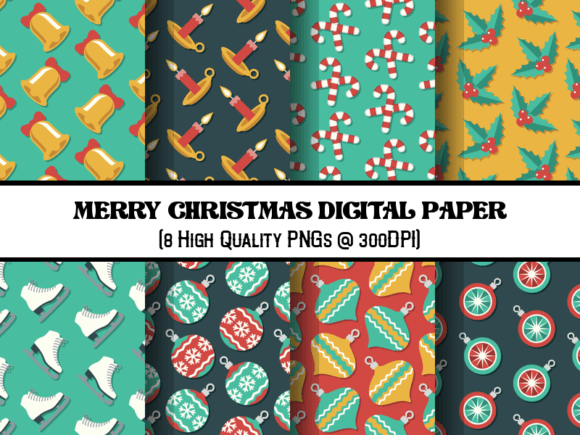 Merry Christmas Digital Papers Patterns