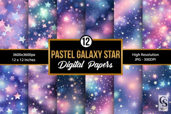 Pastel Galaxy Stars Seamless Patterns
