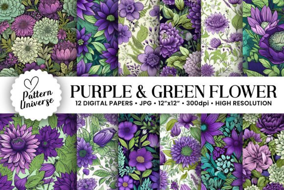 Purple Green Flowers Patterns: A Versatile Design for Creative Projects