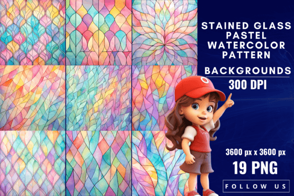 Stained Glass Pastel Watercolor Patterns