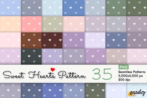 Sweet White Heart Patterns Set