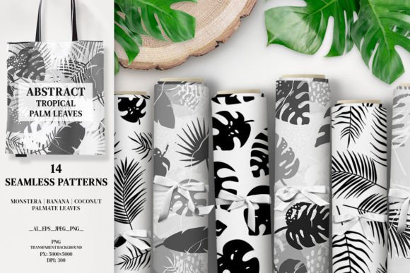 Tropical Seamless Patterns: Palm Leaves
