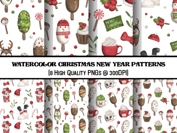 Watercolor Christmas New Year Patterns: A Creative Resource for Designers and Artists